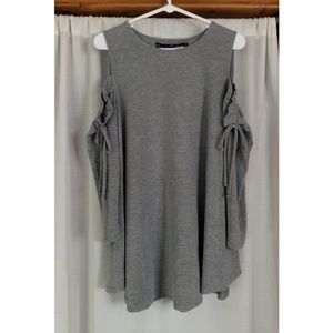 Cupio Grey Cold Shoulder Top